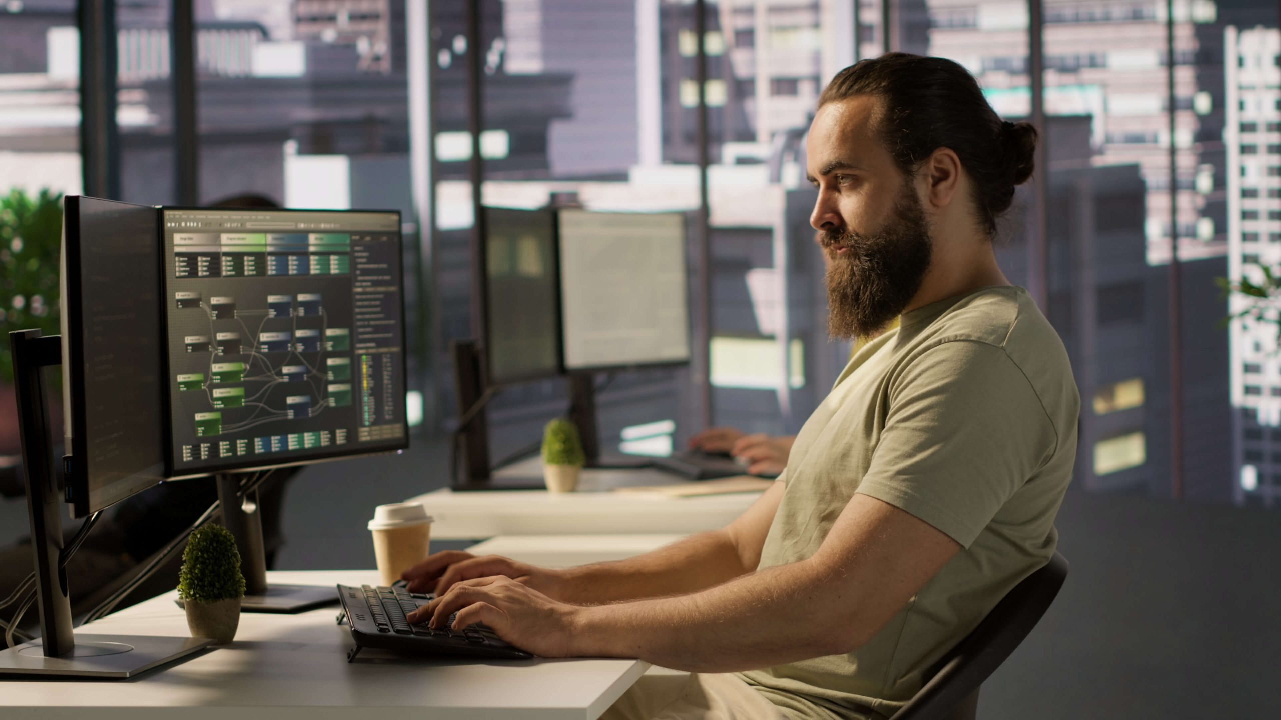 developer working at workstation